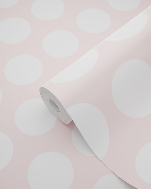 ESTAhome behang stippen wit en licht roze - 53 cm x 10.05 m - 128859