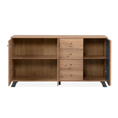 CALICOSY - Buffet 3 deuren en 4 laden LUBLIN - Eikenhouten - 40x160x85 cm