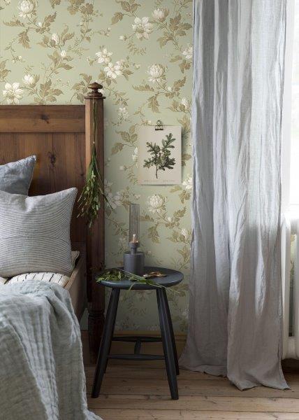 Borastapeter behang vintage bloemen vergrijsd olijfgroen - 53 cm x 10.05 m - 660056 - vtwonen shop