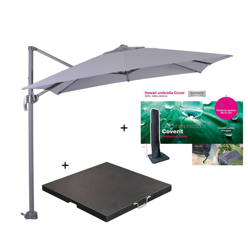 Garden Impressions zweefparasol Hawaii S l. grijs 250x250 cm incl 80 kg voet en hoes