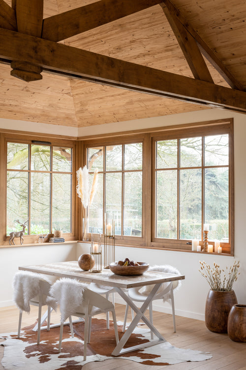 J-Line tapijt koeienvel - leer - bruin/wit