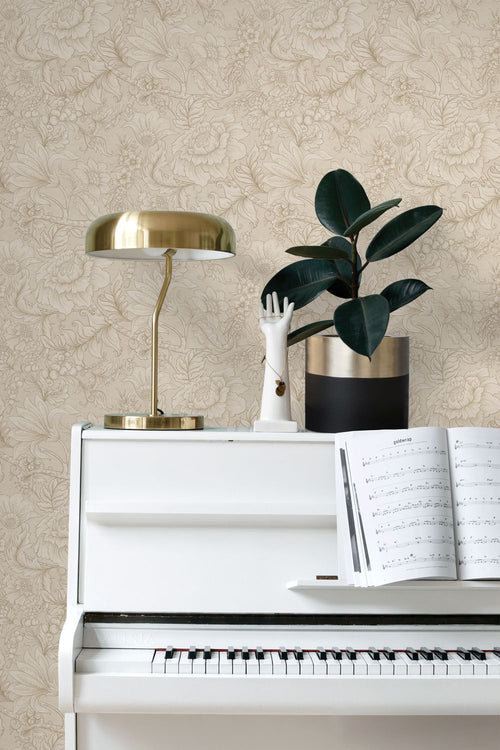 ESTAhome behang bloemmotief beige - 53 cm x 10.05 m - 139795