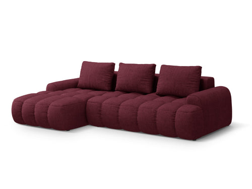 Cosmopolitan Design Uitklapbare hoekbank links met opbergdoos Linz 3-zits, structurele stof bordeaux - 142x275x84cm