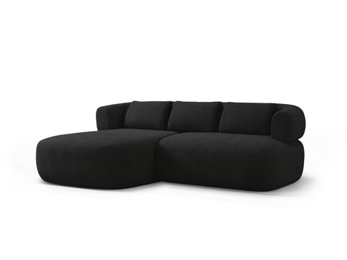 Micadoni linker hoekbank Jenny 5-zits, boucle zwart - 145x200x73cm