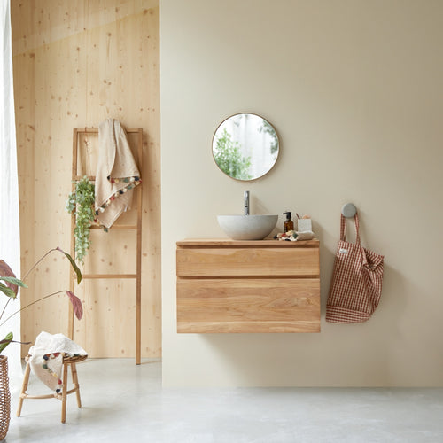 Tikamoon Massief teakhouten wastafelmeubel 80 cm - Naturel