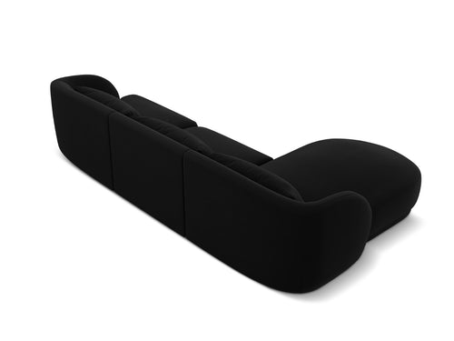 Cosmopolitan Design linker hoekbank Tulum 4-zits, flueel, zwart - 156x255x70cm