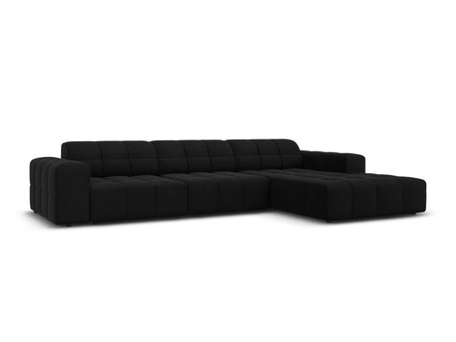 Cosmopolitan Design rechter hoekbank Chicago 4-zits, flueel zwart - 167x294x78cm