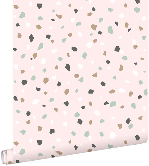 ESTAhome behang terrazzo zacht roze, wit en mintgroen - 0,53 x 10,05 m - 139035 - vtwonen shop