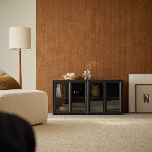 Tikamoon Laag vitrinebuffet in mindi 120 cm - Zwart