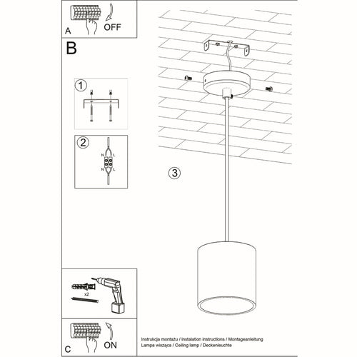 Sollux Lighting Hanglamp ORBIS 1 zwart - 10x10x110cm
