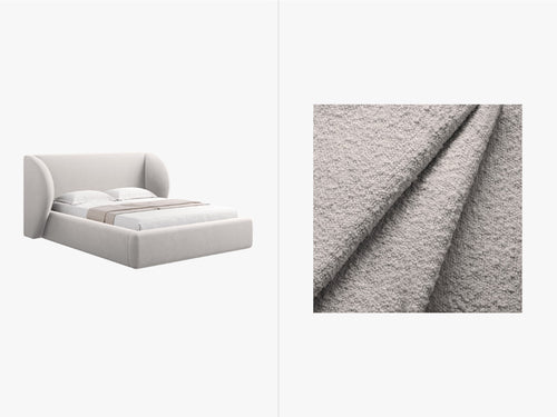 Micadoni Opbergbed met hoofdeinde Miley 200x160cm boucle wit - 230x207x100cm
