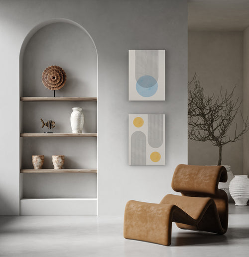 Canvas 60x40 Afdruk Geel Geometrisch