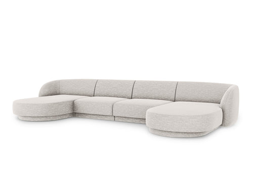 Micadoni Panoramische bank Miley 5-zits, structurele stof geld - 156x330x70cm