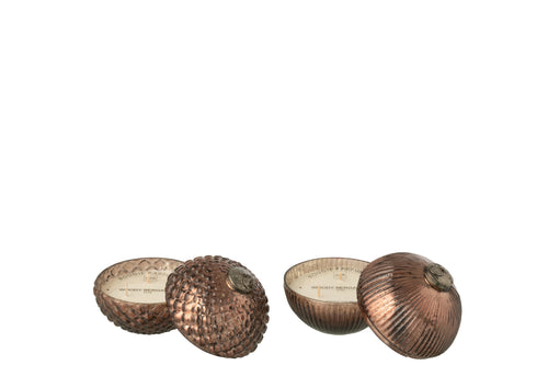 J-Line geurkaars Kerstbal - glas - bruin - small - 2 stuks - vtwonen shop