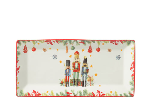 J-Line bord Rechthoekig Notenkraker - keramiek - wit - giftbox
