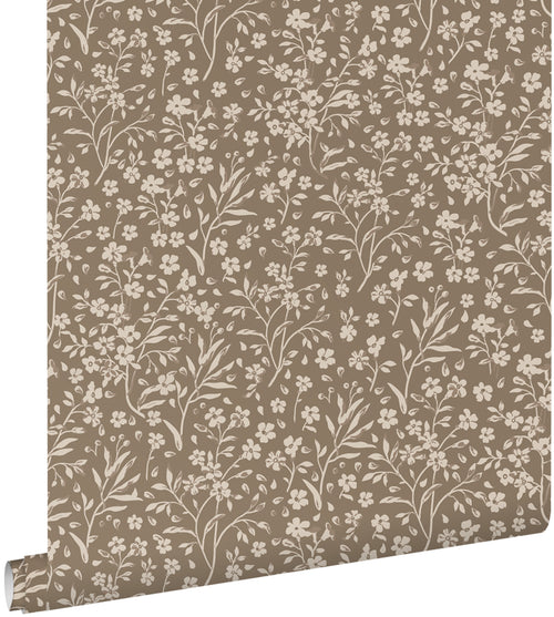 ESTAhome behang bloemetjes taupe - 50 x 900 cm - 139882 - vtwonen shop