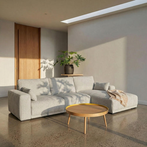 Furnhouse chaise longue bank rechts California - Lichtgrijs - Stof - 105x305x85