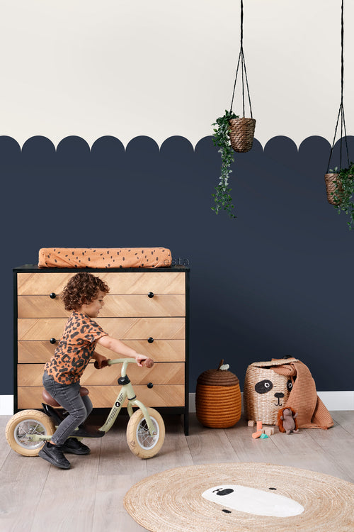 ESTAhome fotobehang lambrisering donkerblauw - 100 x 279 cm - 159236