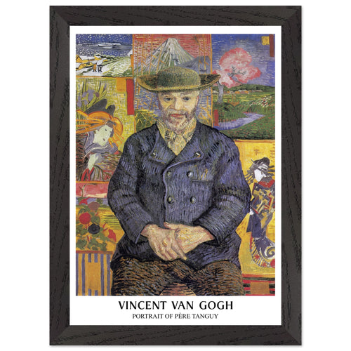 Artfulprints Poster met Lijst Vincent van Gogh - Portrait of Père Tanguy   - A4 21x29.7 cm - Meerkleurig