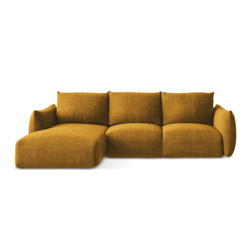 LaMiaSofa hoekbank links Savona - textuurstof - mosterd - 242x162x90