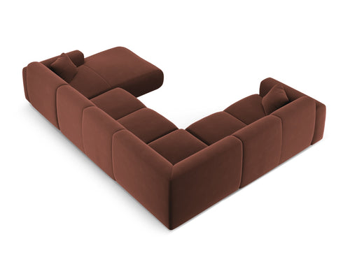 Cosmopolitan Design Panoramische hoekbank links Nolio 6-zits, flueel leer - 252x342x72cm