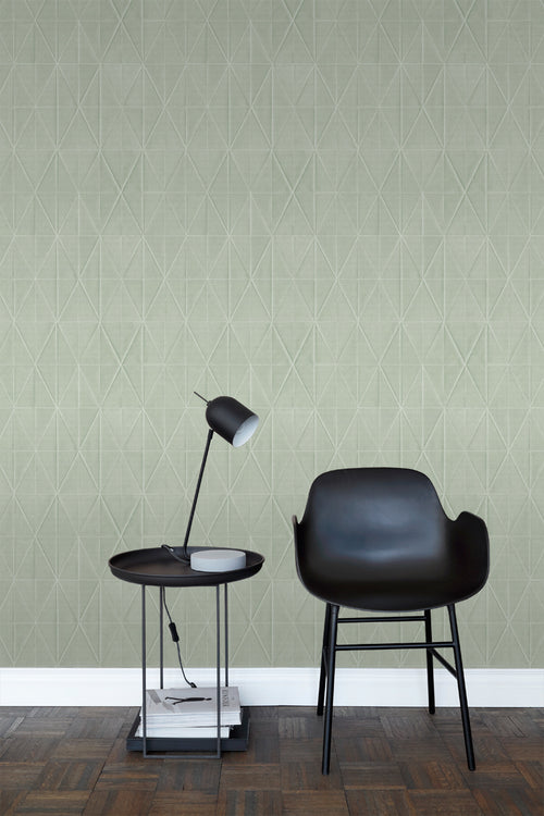 ESTAhome eco-texture vliesbehang origami motief celadon groen - 0,53 x 10,05 m - 148713 - vtwonen shop