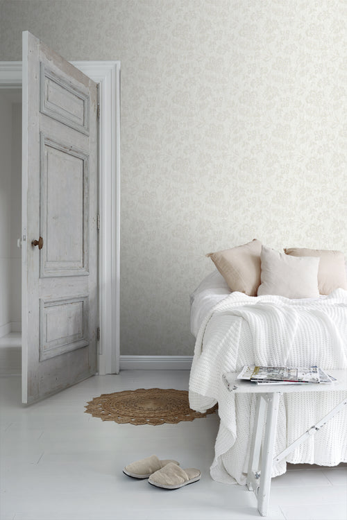 Borastapeter behang bloemen lichtbeige - 53 cm x 11.2 m - 660135