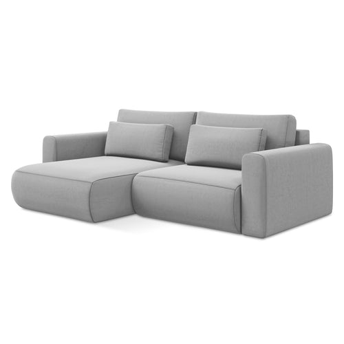 LaMiaSofa hoekbank links Perugia - velours - grijs - 240x149x82