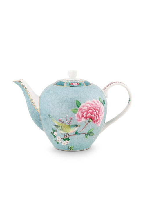 Pip Studio Blushing Birds Theepot - Servies - Theekan - Blauw - 1.6l - vtwonen shop