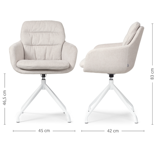 Nolon Nola-Mia Draaibare Eetkamerstoelen Beige - Wit - set van 2