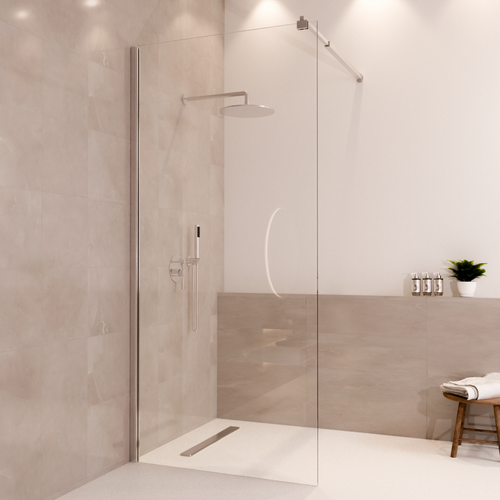 LOMAZOO douchewand Lima - inloopdouche - anti kalk nano coating - helder glas - 8 mm - chroom - 90 x 200 cm