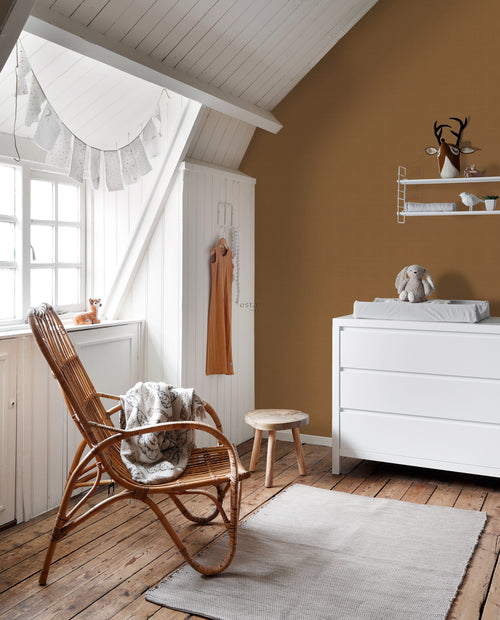 ESTAhome behang linnenstructuur okerbruin - 53 cm x 10.05 m - 139241