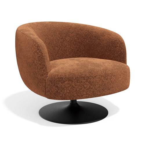 Sia Home - Draaibare fauteuil OSKA - getextureerd fluweel terracotta 77cm