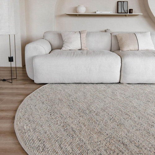 Interieur05 Rond Wollen Vloerkleed Beige/Wit Gemeleerd Vik - 200 x 200 cm - vtwonen shop