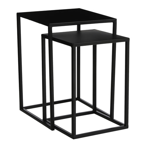 Mica Decorations Goa Bijzettafel - Set van 2 - L30 x B30 x H42 cm - Metaal - Zwart