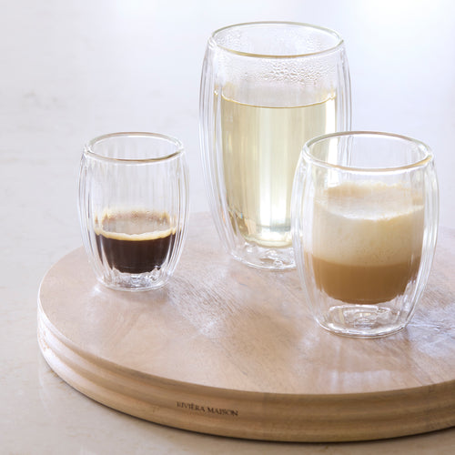 Rivièra Maison Double Wall Glass Line Coffee - Glas - Transparant - vtwonen shop