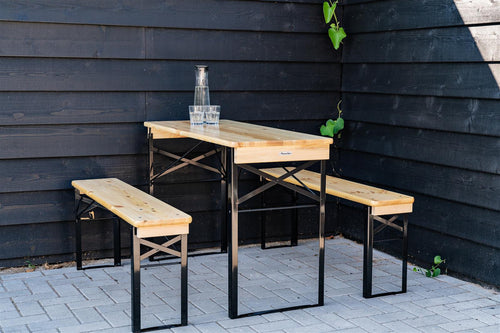 MaximaVida inklapbare picknickbank Berlijn 120 x 25 cm 3-laags blanke lak - FSC hout