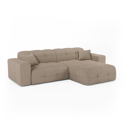 Premium Interiors - Rechthoekige hoekbank COCOON - bouclé-stof mol 230cm