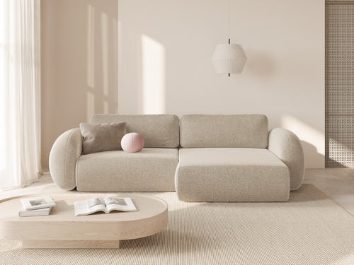 Cosmopolitan Design Omkeerbare converteerbare hoekbank met opbergdoos Tonale 4-zits, chenille donkerbeige - 149x262x88cm