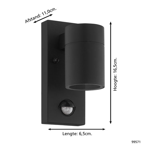 EGLO wandlamp buiten Riga 5 - sensor - gu10 - 16,5 cm - sensor - zwart - vtwonen shop