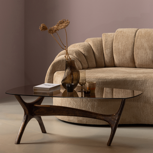 WOOOD salontafel Flash - Glas/Hout - Walnoot - 42x110x60 - vtwonen shop