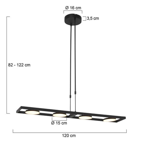 Steinhauer hanglamp Soleil - 4 lichts - 120x 122 cm - zwart - vtwonen shop