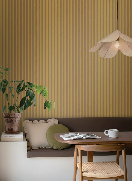 ESTAhome behang strepen bruin en okergeel - 50 x 900 cm - 131914