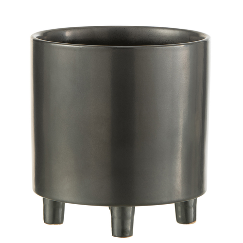 J-Line bloempot Smoke - keramiek - grijs/zwart - large - Ø 20.5 cm