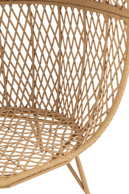 J-Line schommelstoel + kussen Zayo - metaal/riet - zwart - vtwonen shop