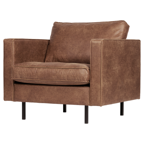 WOOOD classic fauteuil Rodeo - Recycle Leer - Cognac - 83x98x88