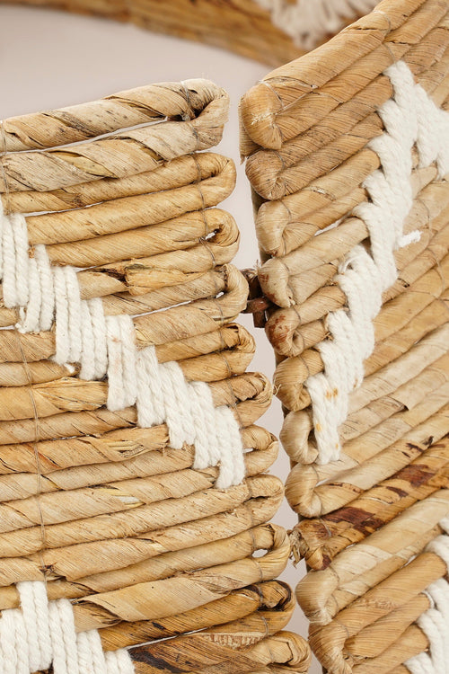 Mica Decorations Kerstboomrok - H25 x Ø50 cm - Bananenblad - Bruin, Wit