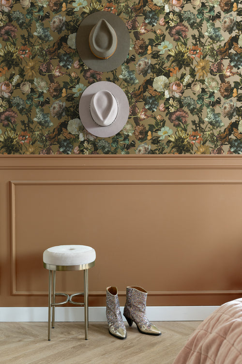 ESTAhome behang bloemen goud - 53 cm x 10.05 m - 139595