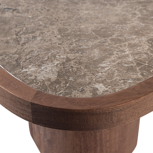 WOOOD salontafel Granu - Marmer/Mangohout - Bruin - 39x70x60