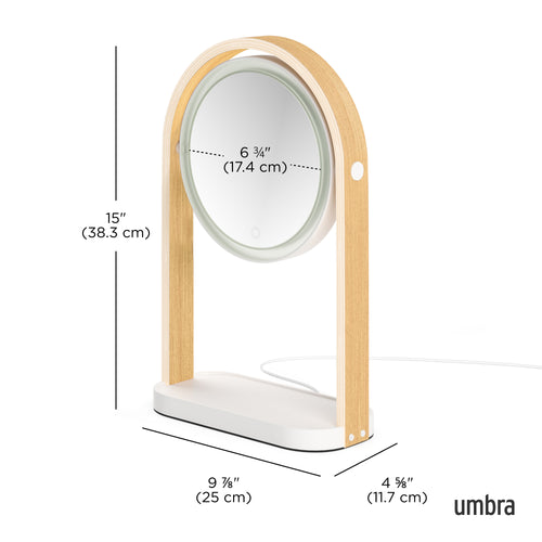Umbra LED-spiegel voor kaptafel Belwood - 25 x 12 x 38 cm - wit/naturel